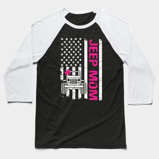 Jeep Mom American Flag Cute Jeep Ribbon Jeeps Lover Baseball T-Shirt